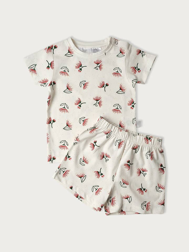 Babu - Wholesale Sleepwear set – Kids - Organic Cotton Short Sleeve PJ NZ Forest1