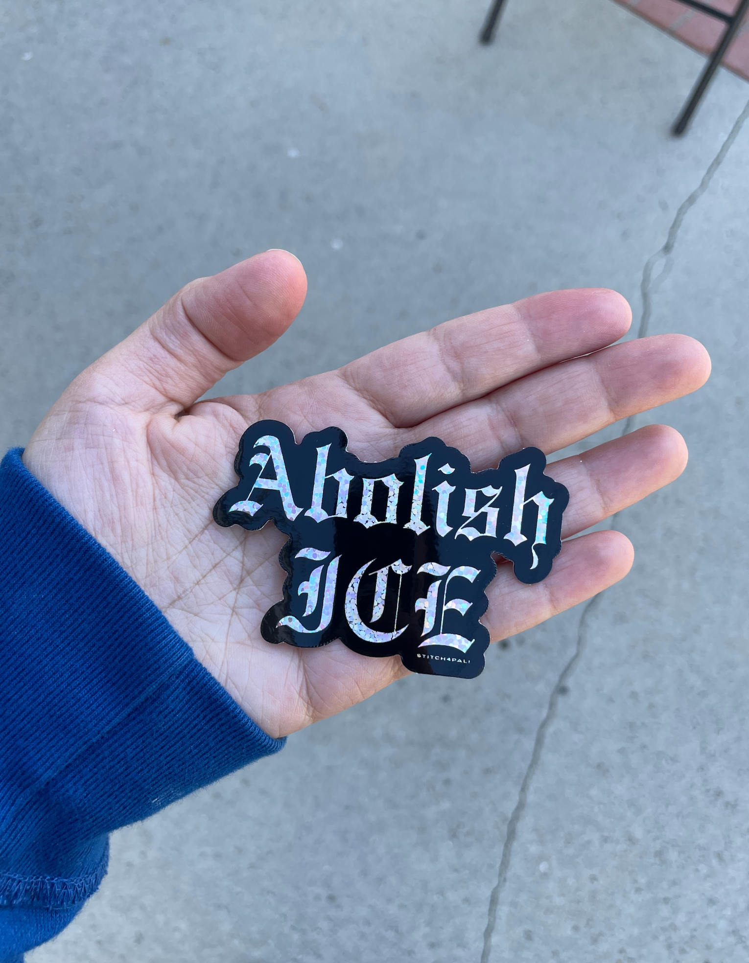 Stitch4pali - Wholesale Sticker - Abolice ICE glitter sticker with Old English Font2