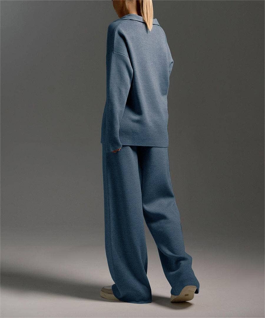 Dipped Shop – wholesale Lounge set – Women's – 2+Solid Color Label V-Neck Knit Sets DPSP122420