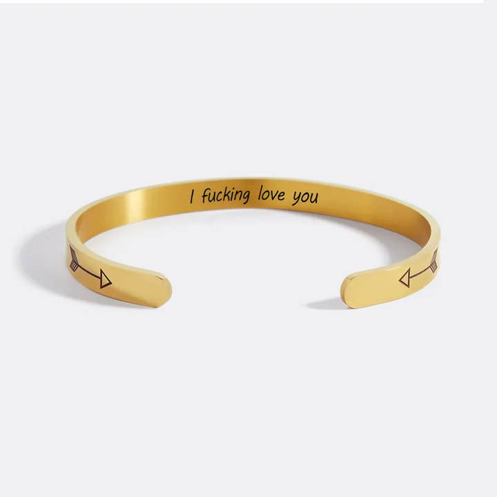 I Fucking Love You Personalizable Cuff Bracelet for wholesale by Mint & Lily
