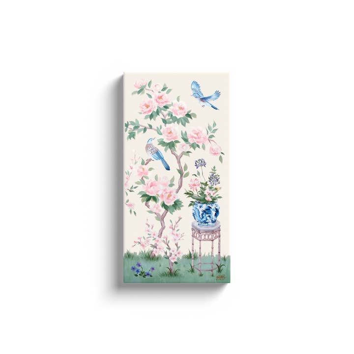Elizabeth Alice Studio - Wholesale Painting/Drawing - June, an ivory chinoiserie canvas wrap