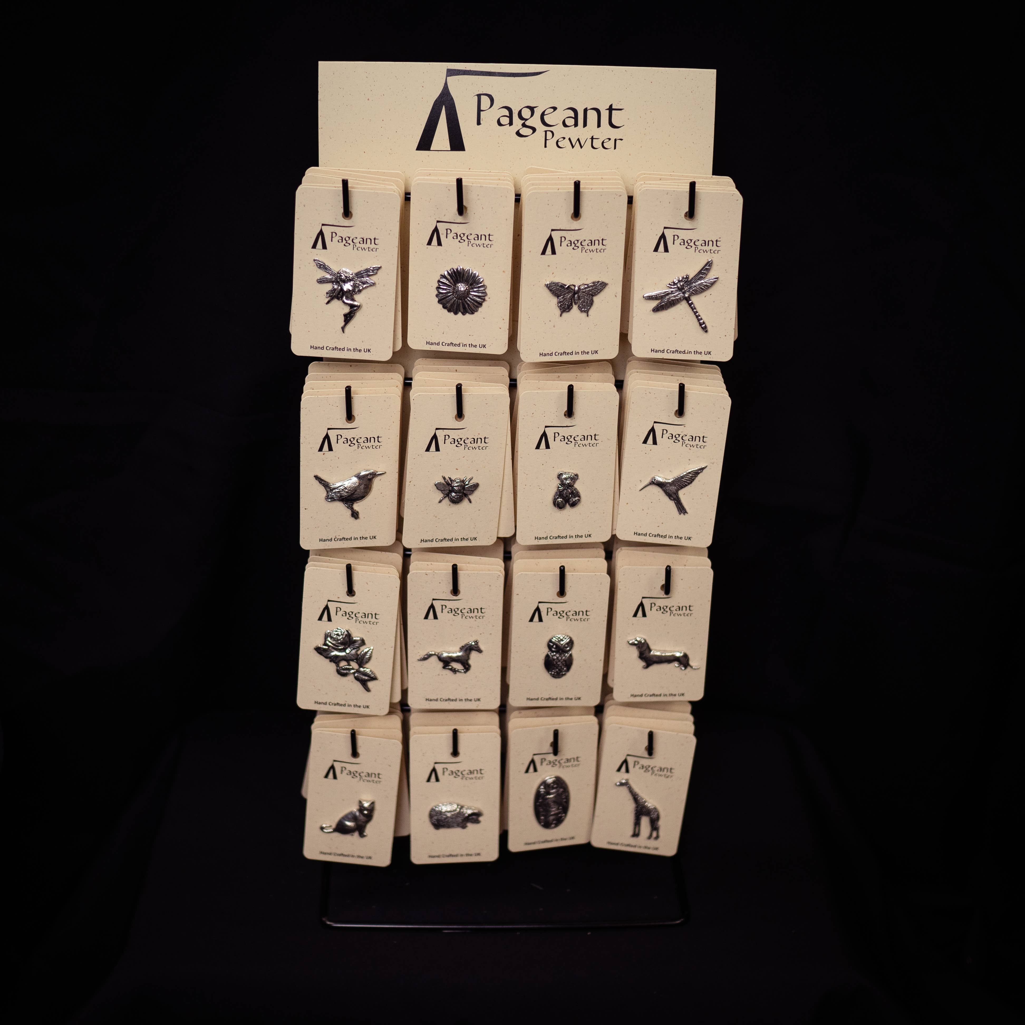 Pageant Pewter – wholesale Jewellery stand & display – EMPTY pewter pin badge and Keyring stand0