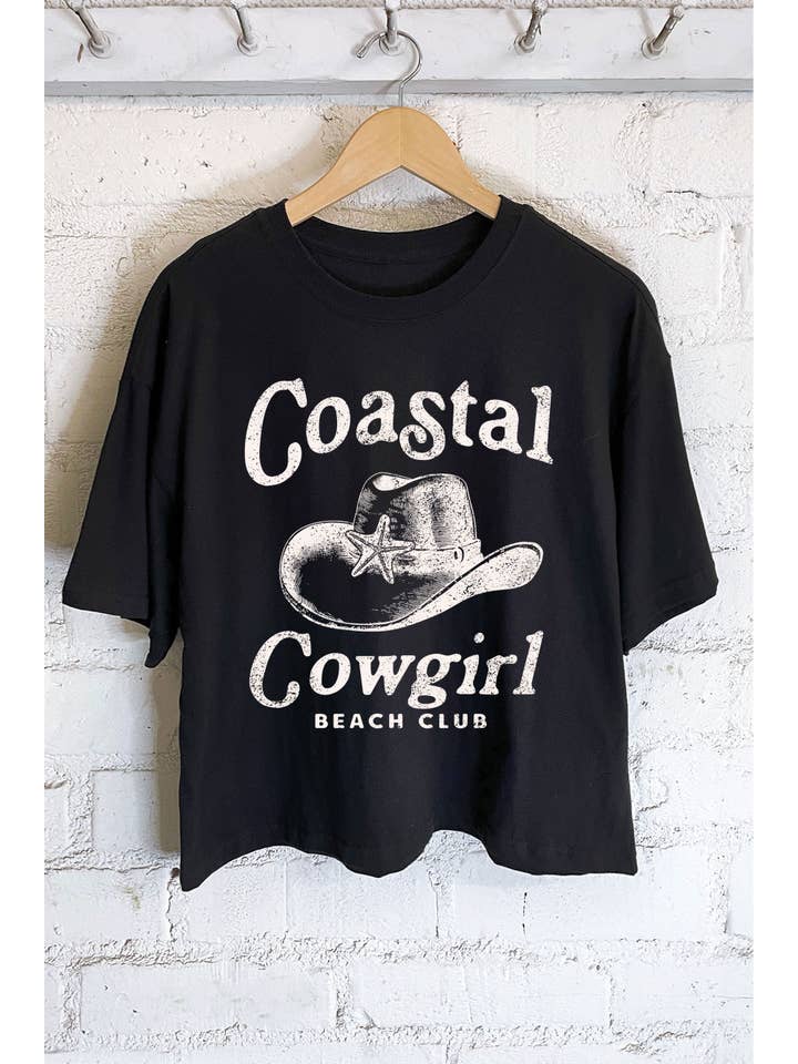 Rustee Clothing - Wholesale Screen Printed T-Shirt - Women's - COASTAL COWGIRL GRAPHIC LONG CROP TOP