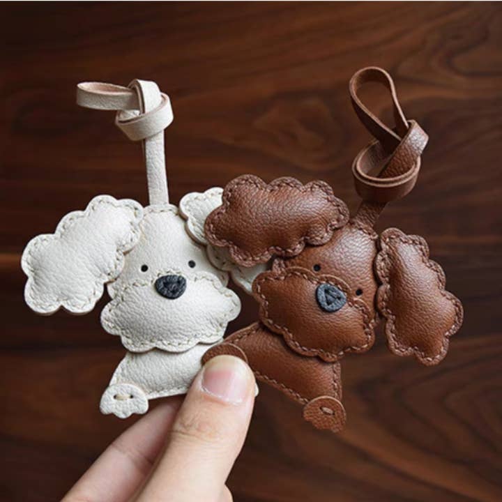 DrifWoo - Wholesale Purse/Bag Accessory - Women's - Handcrafted Poodle Bag Charm – PU Leather Dog Keychain Gift11