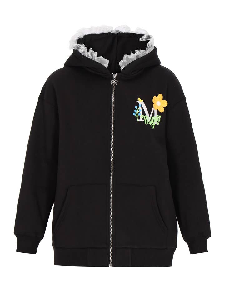 Mymo Mulher Algodão Ajuste Relaxado Capuz de Renda Hoodie (12649301) por atacado de MO Streetwear