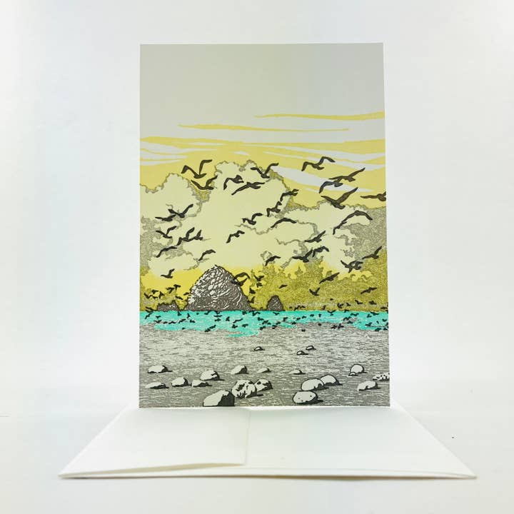 Beach and Seagulls at Sunset Oregon Coast for wholesale by Old School Stationers