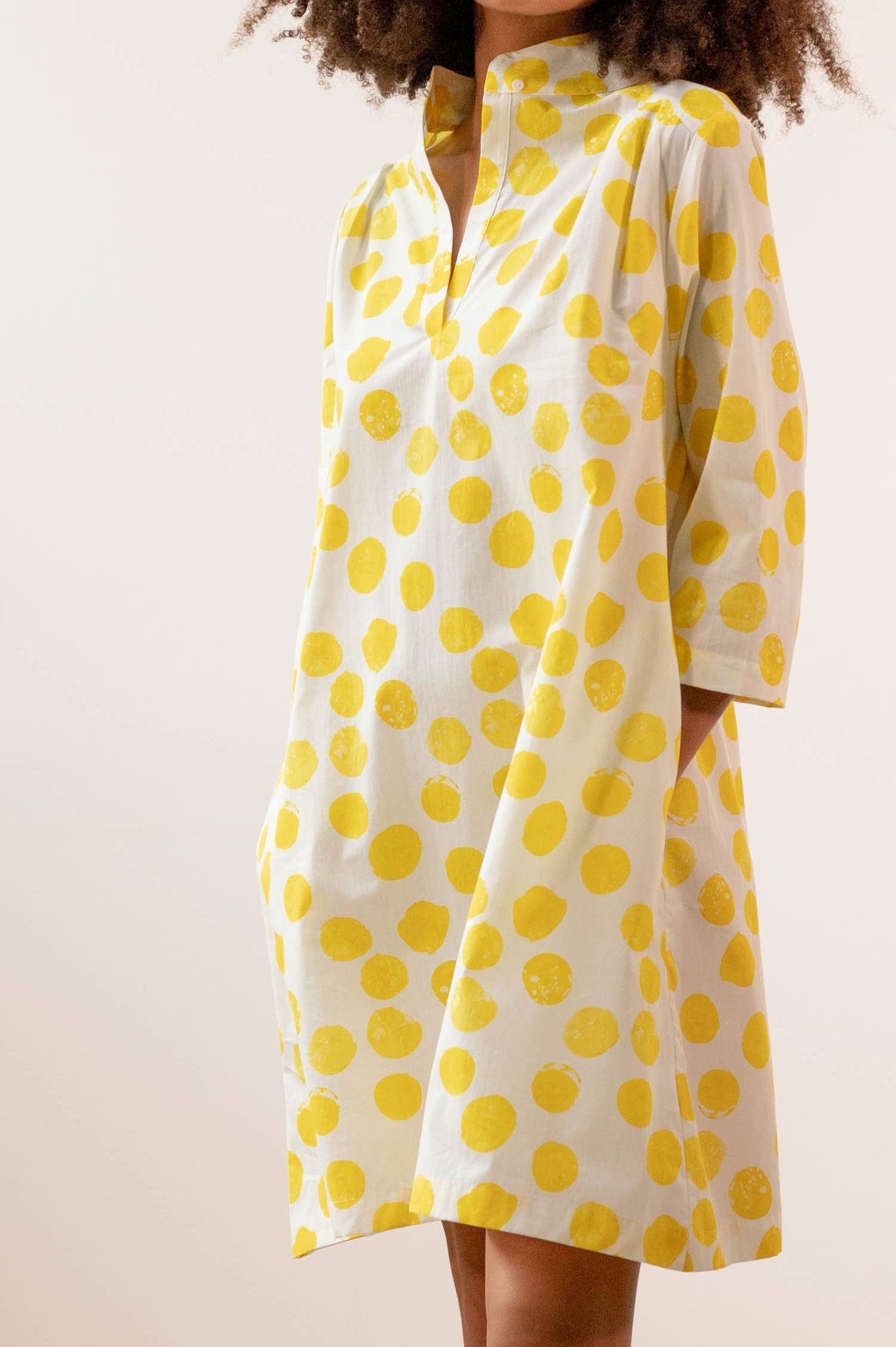 PAN Producto Básico - Wholesale Dress - Women's - Yellow polka-dot dress3