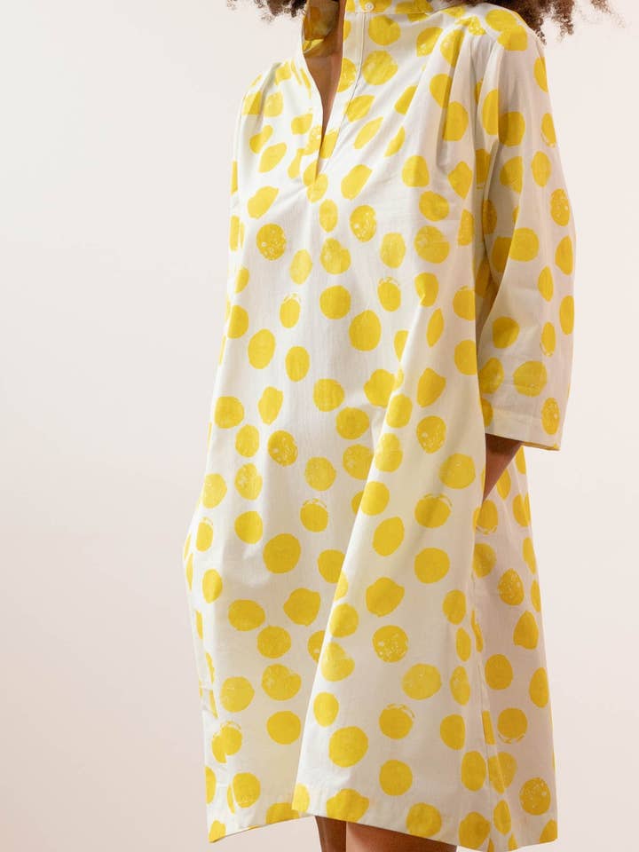 PAN Producto Básico - Wholesale Dress - Women's - Yellow polka-dot dress3