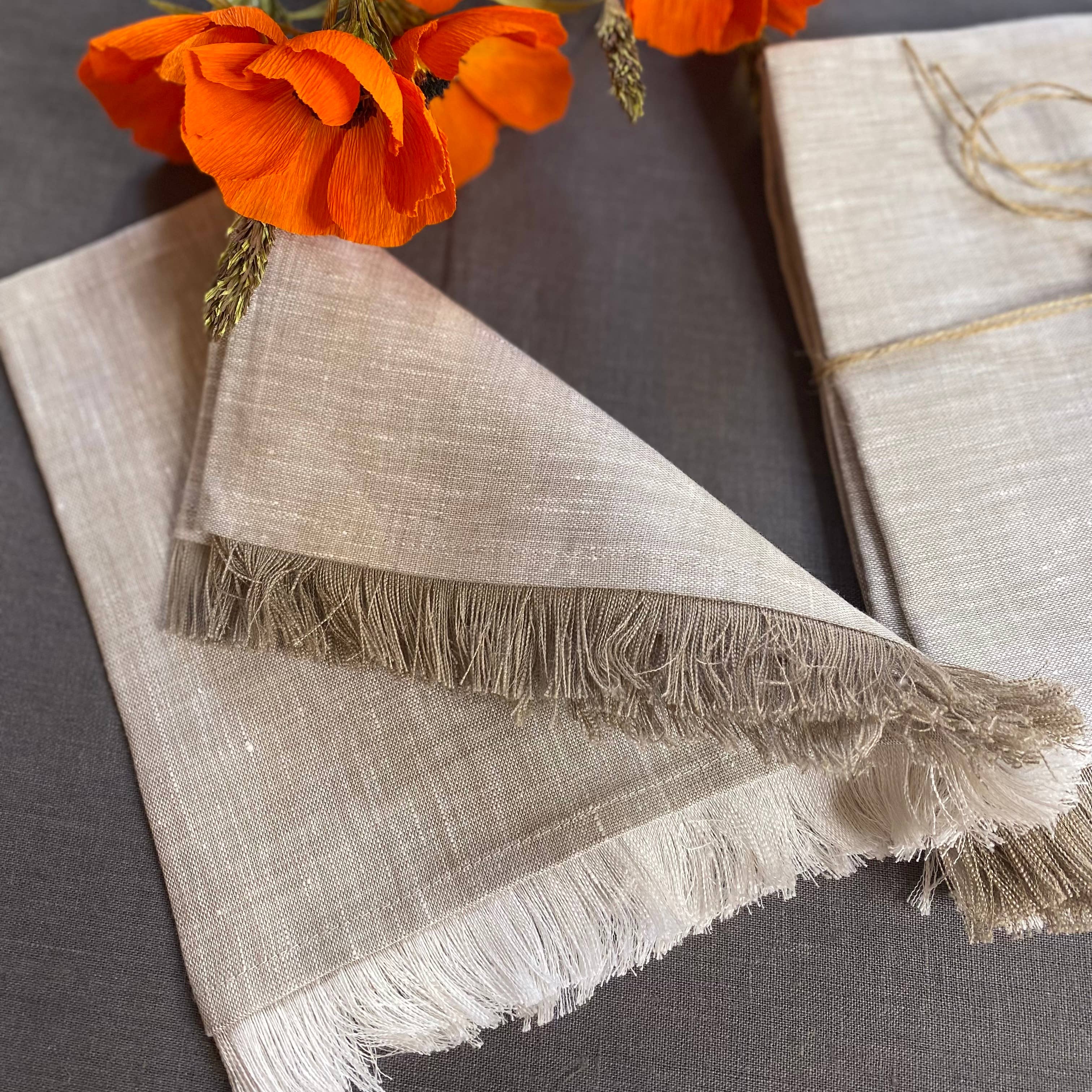 KEY LOOK1916 MILANO - Wholesale Dinner & Cloth Napkin - Linen napkins with fringes2