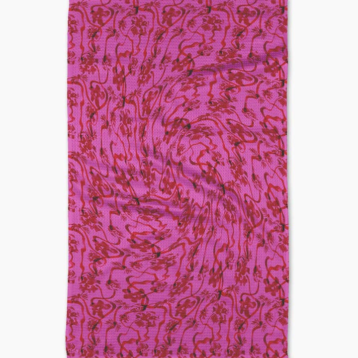 Geometry - Wholesale Tea Towel - Floral Swirls Pink Tea Towel