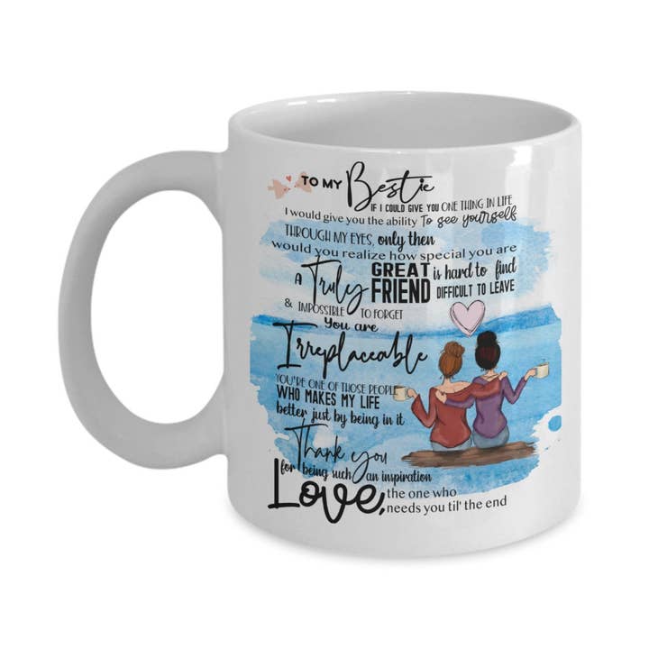 White To My Best Friend - Friendship Gift Mug 1 Black Bob 1 Brown for wholesale on Faire2
