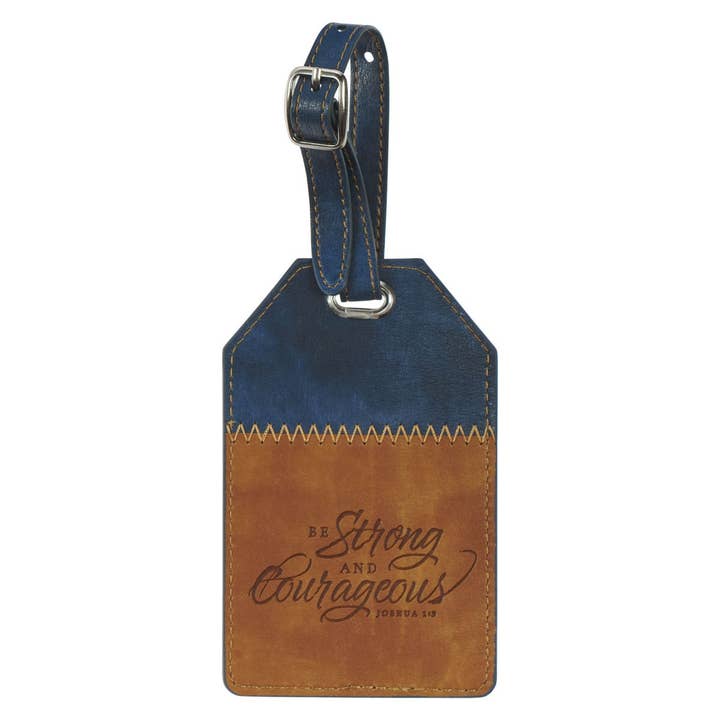 Luggage Tag Two-tone Be Strong & Courageous Josh. 1:9 for wholesale by Christian Art Gifts
