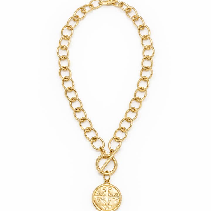 Arvegods cirkellänkshalsband med guldsmycke: Sinnesrobönen för wholesale av PowerBeads by jen