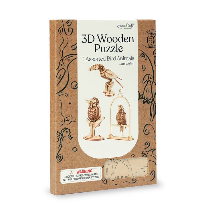 3D Laser Cut Wooden Puzzle Bundle Pack: Bird Animals for wholesale by Hands Craft