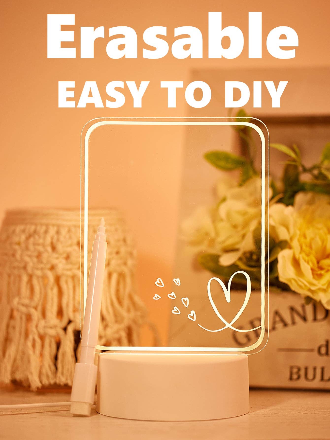 SugarQuoteMeNot LLC - Wholesale Whiteboard/Dry-Erase Board - LED Light Up “white board" with dry erase marker3