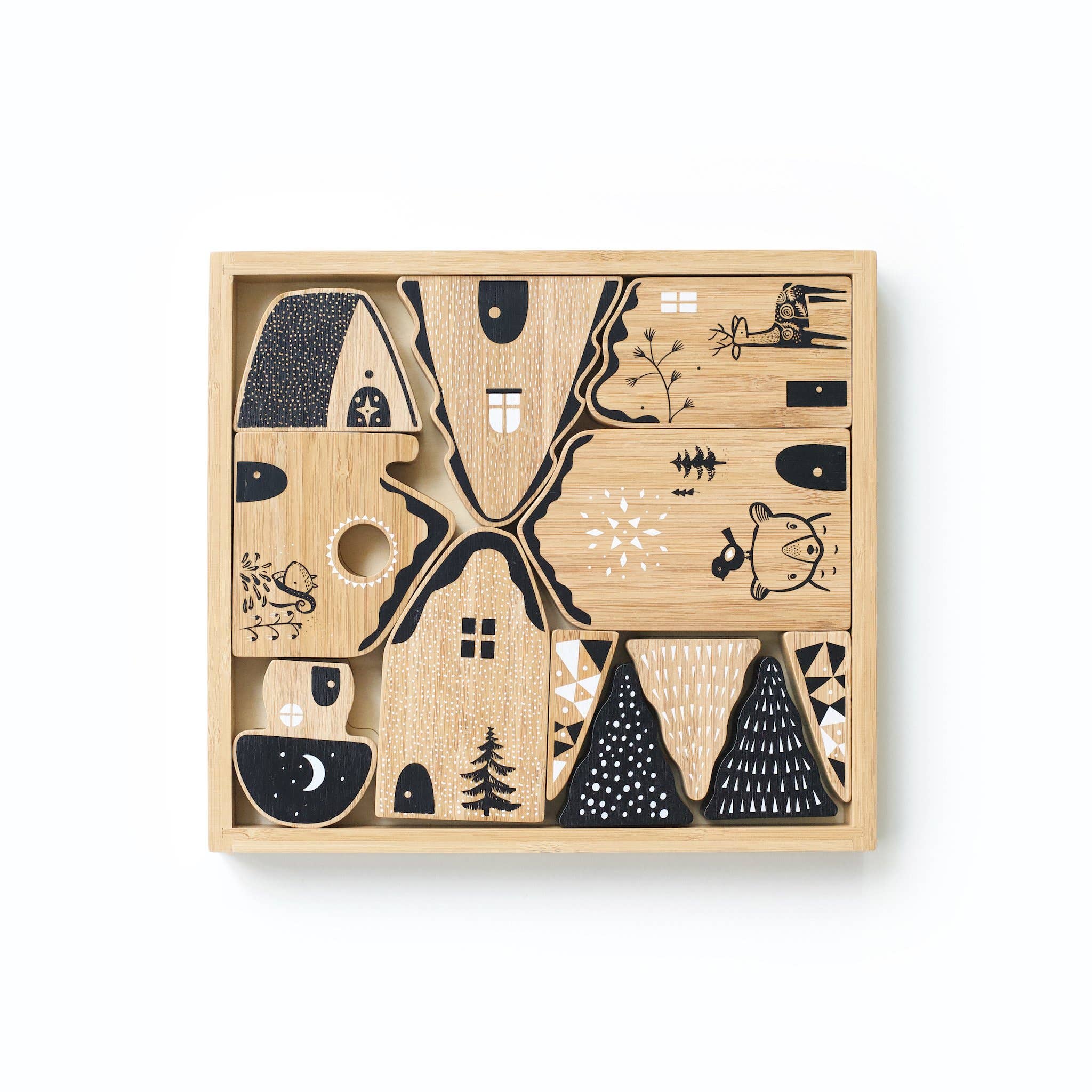 Wee Gallery - Wholesale Wood Toy - Kids - Woodland Village - Wooden Fantasy House Blocks Set2
