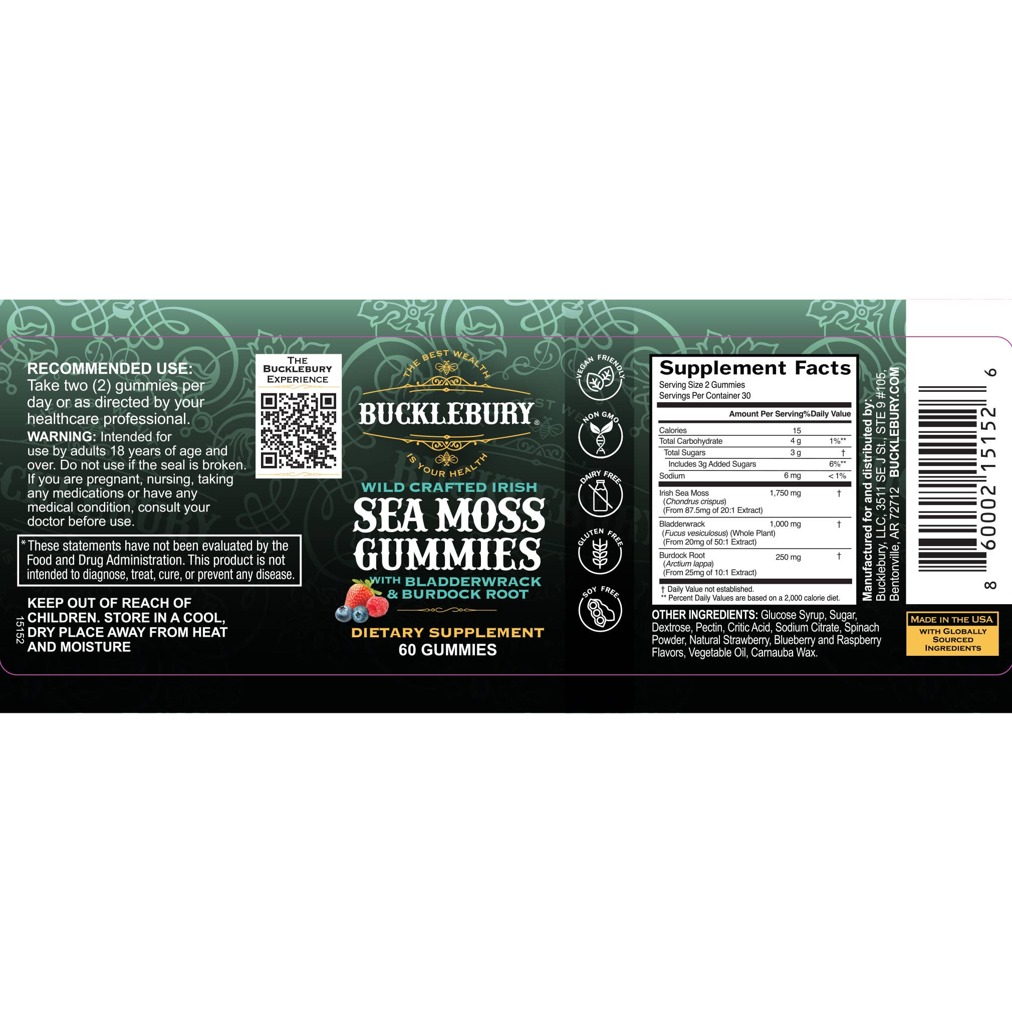 Bucklebury - Vente Supplément oral/vitamine - Gommes à la mousse de mer irlandaise Bucklebury Wild Crafted7