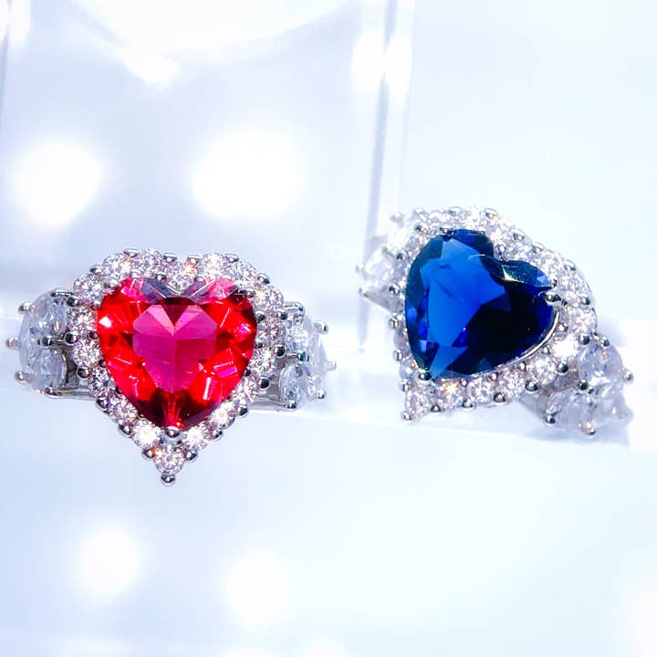 Justerbar Crystal Halo Heart ring, klassisk jubilæumsgave for engroshandel hos Holicca