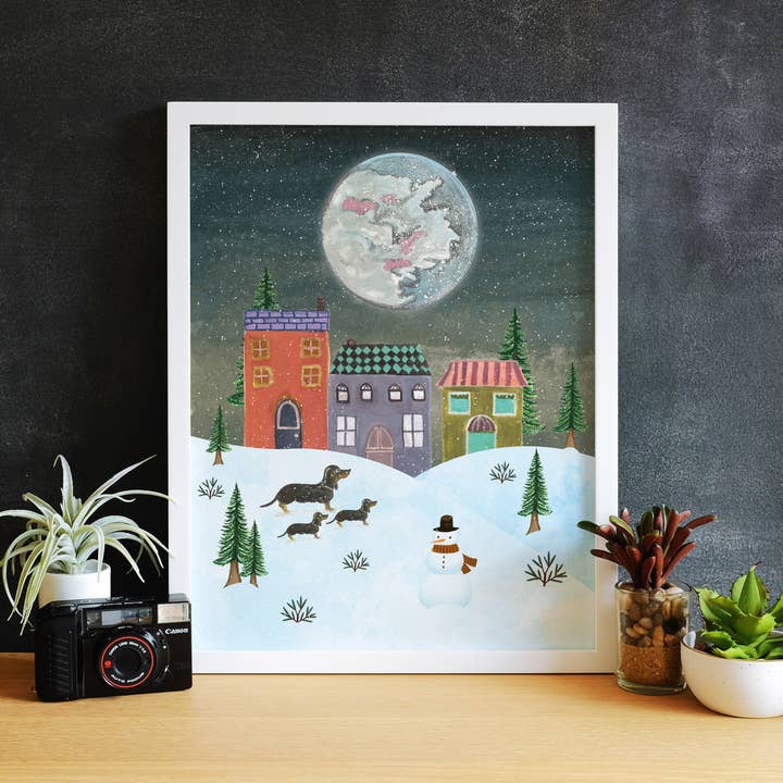 Vinter Scene Kunsttryk, Akvarel Scenery Kunsttryk for engroshandel hos ColorOnTheCrib Inc.