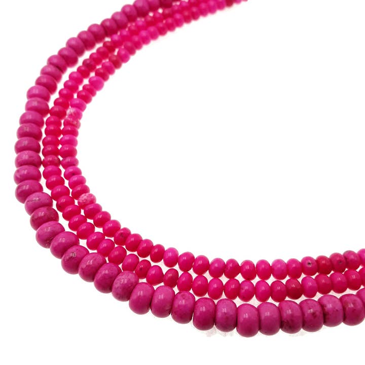 CRCBEADS - Wholesale Beads - Pink Magnesite Turquoise Smooth Rondelle Beads 3x4mm 4x6mm 15.5" Strand