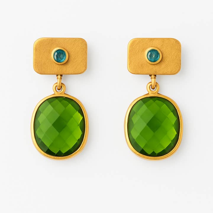 SILK Earrings Peridot and Blue Topaz for wholesale by Isabel Lamadrid