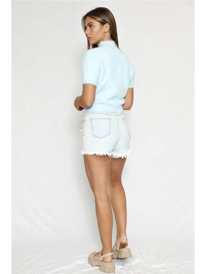 Miss Sparkling - Wholesale Knit Top - Women's - Fuzzy mock collar top1