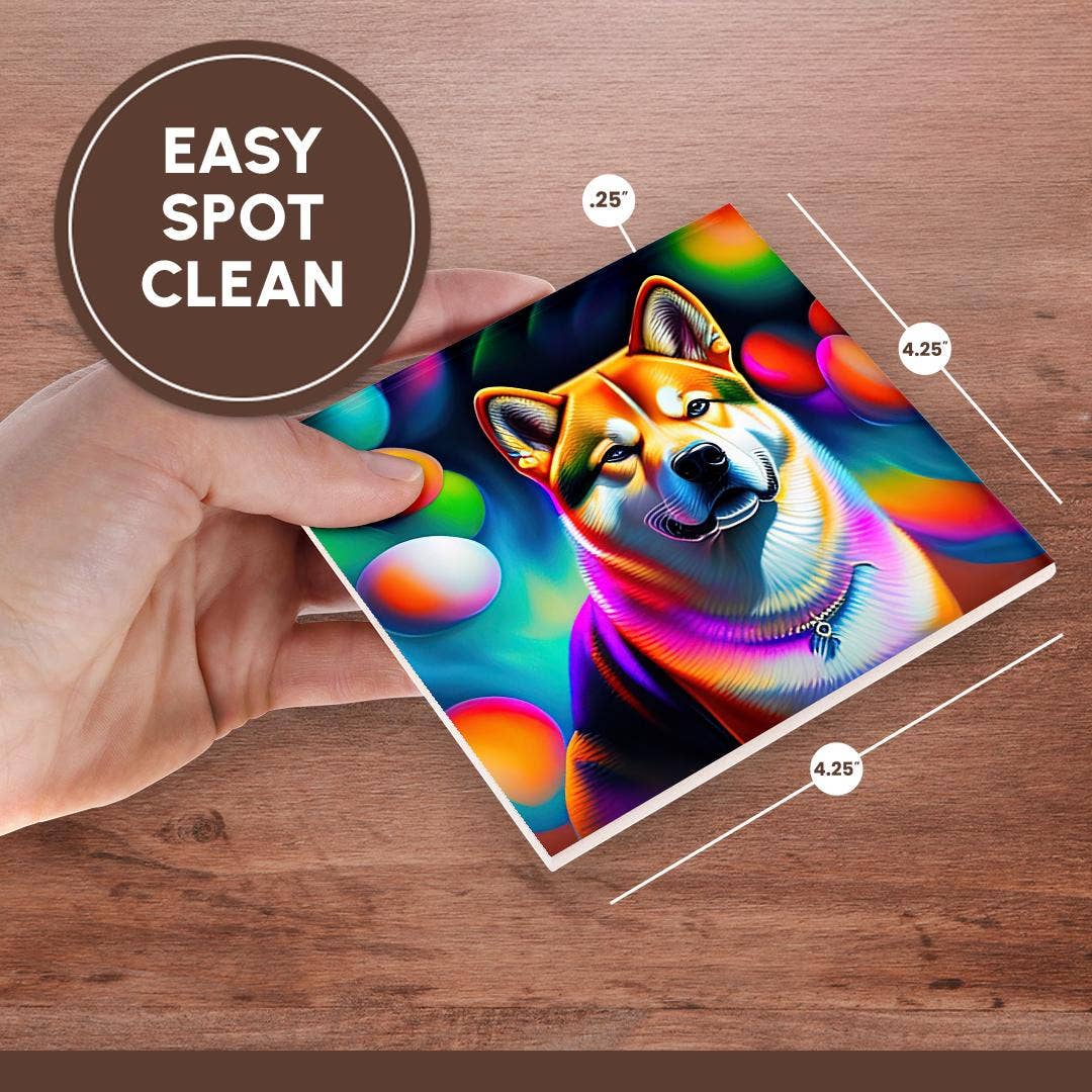 3dRose - Vendita all'ingrosso Sottobicchiere - 3dRose, Splendido ritratto di cane Shiba Inu. Regalo di pittura digitale fantasy, Sottobicchiere6