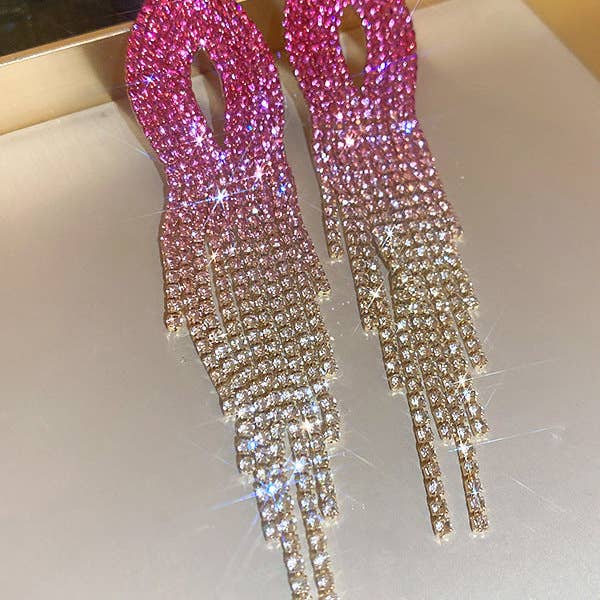 UZ Wholesale Store – wholesale Tassel earrings – Gradient Hollow Tasseled Earrings - Gold, Fuchsia, Colorful11