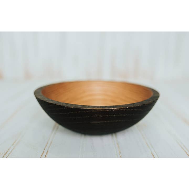 Holland Bowl Mill – Großhandel Dekorative Platte/Teller/Schüssel – Ebonisierte rote Eiche — 20,3 cm große Schale/Bienenöl-Oberfläche