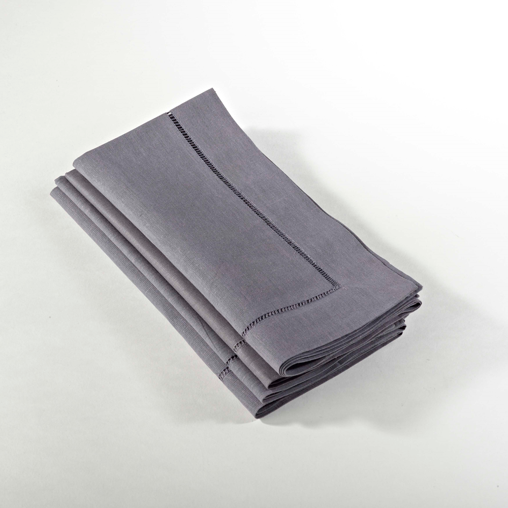 Fennco Styles - Vente Serviettes de table en tissu - Serviette carrée classique en lin et coton avec ourlet à jour3