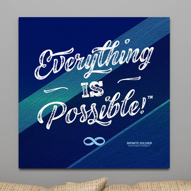 Everything Is Possible Motivational Canvas Poster - Blue Square for wholesale by Infinite Soldier