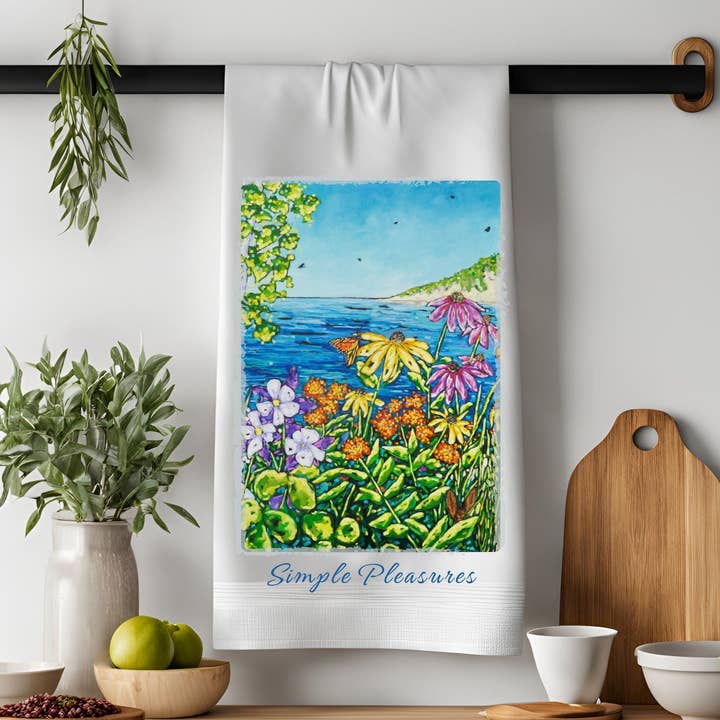 Dish Towel - "Simple Pleasures" for wholesale by Dreese Fine Art