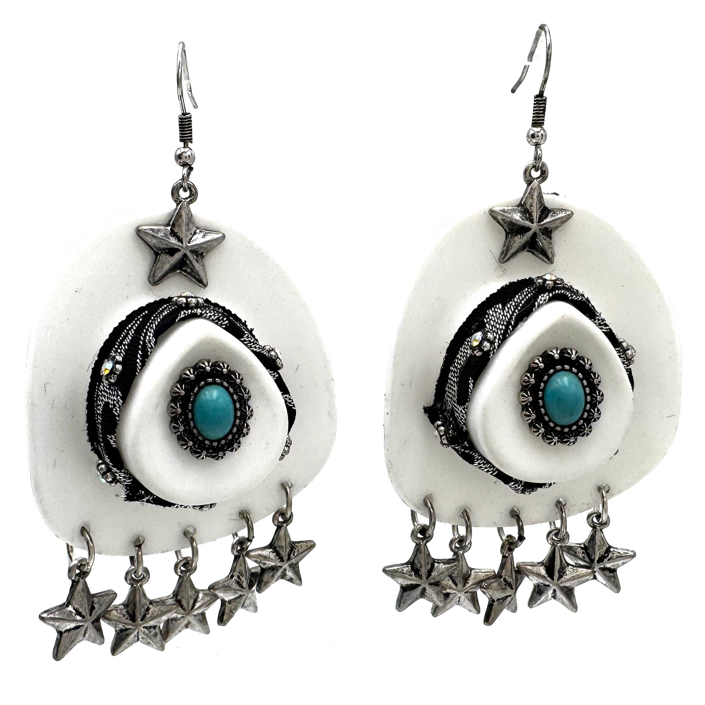 Lunar Deer - Wholesale Hangende/ronde oorbellen - Westernhoed met sterren grote kostuumoorbellen3