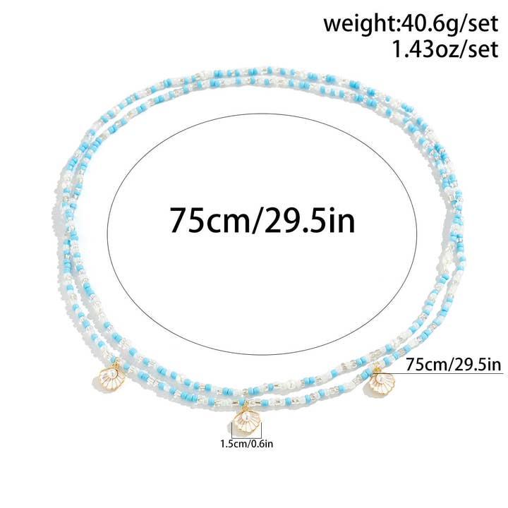 Blue Sexy Pearl Scallop Shell Beaded Waist Chain DP25D743 for wholesale on Faire4