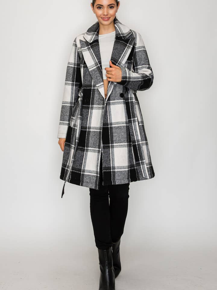 PATRONCITO USA INTERNATIONAL, INC - Wholesale Coat - Women's - Women's Long Coat Plaid Jacket with belt (LJ400)13