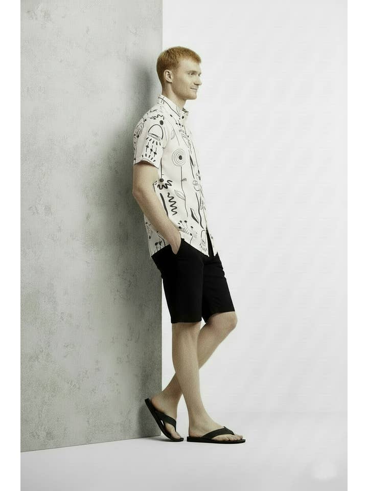 Men's Woven Printed Short Sleeve Shirt for wholesale on Faire1