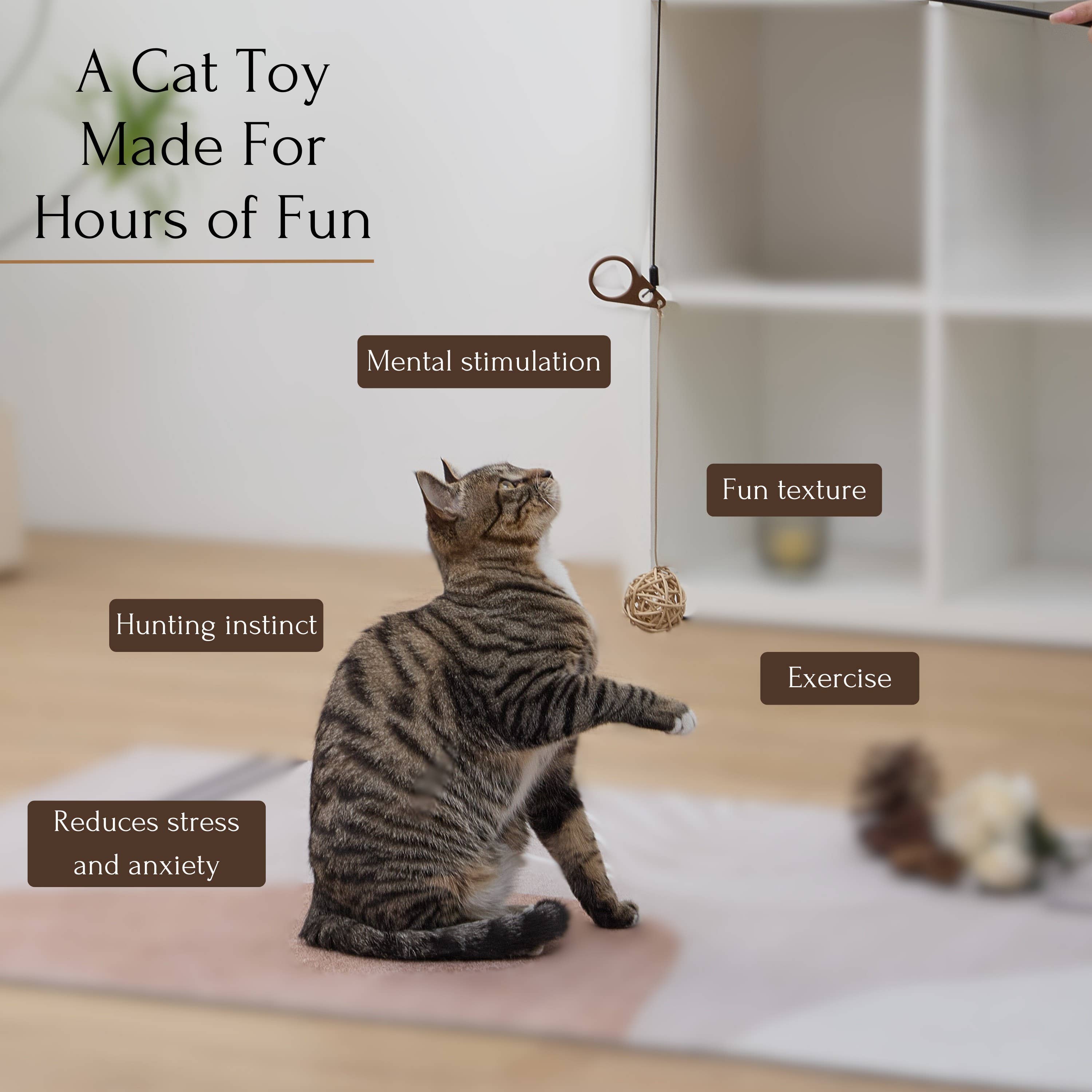 PetPals Group – wholesale Pet toy – Cat – PetPals 2" Tall Natural Rattan Brown Cat Toy - Globe3