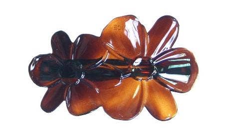 CARAVAN  J NAHON IMPORT - Wholesale Barrette - Women's - Double Flower Barrette Tortoise Shell 8160