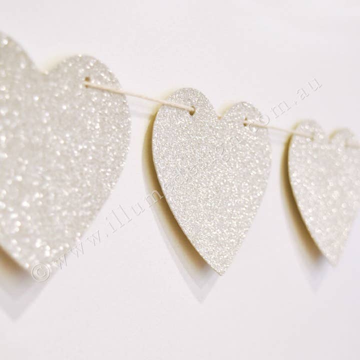 Illume Partyware - Wholesale Bunting/garland - Gold & Silver Glitter Heart Reversible Garland1