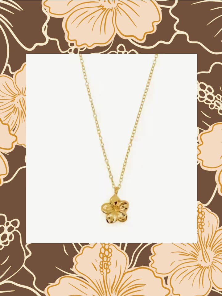 Plumeria Gold Necklace for wholesale by The Coconut Collective