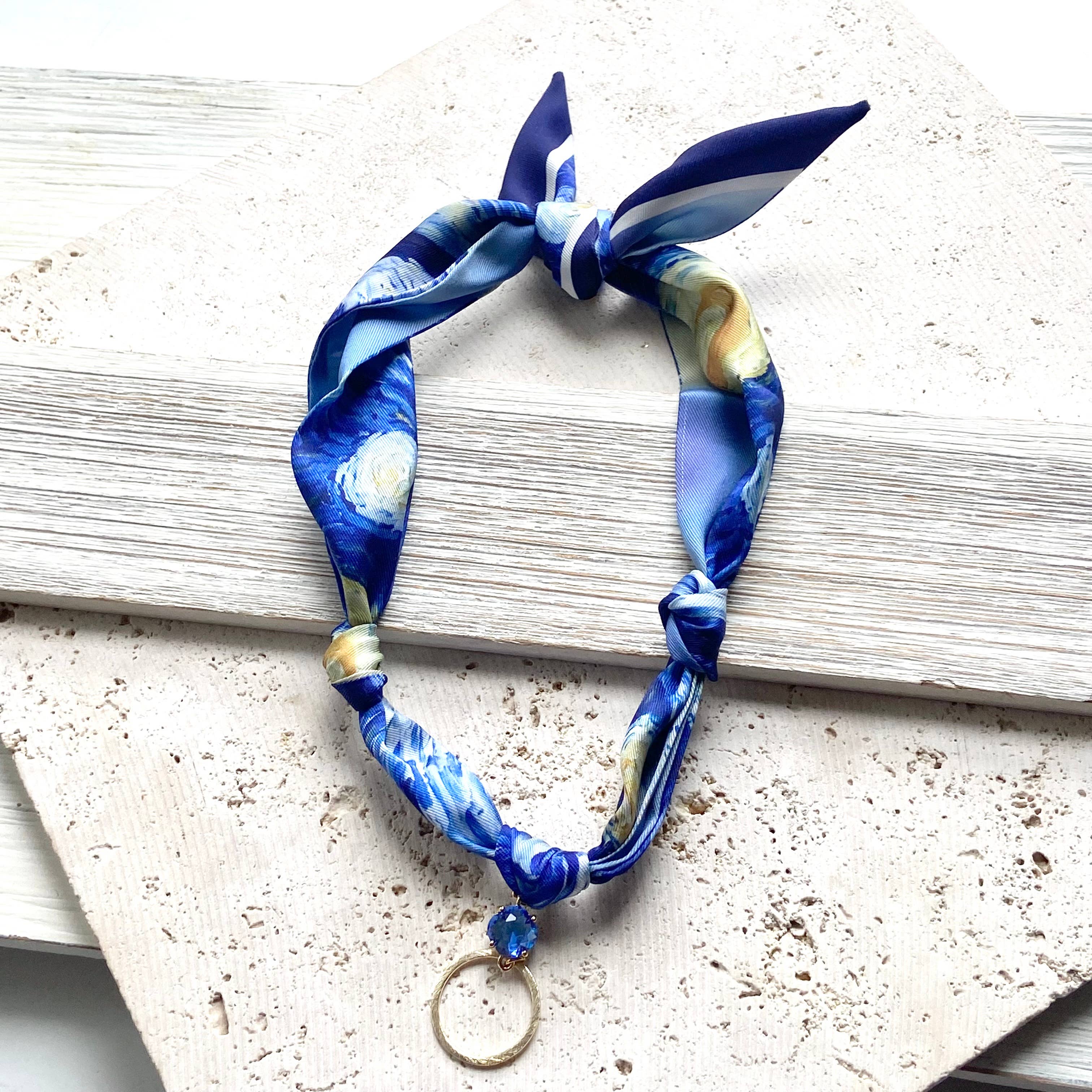 VB&CO Designs Handmade Jewelry - Venta al por mayor Bufanda - Mujer - Collar de bufanda anudado Padre Nuestro Noche estrellada de Van Gogh1