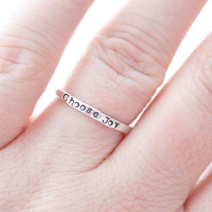 Sterling Silver Rings for Women | Choose Joy | Inspirational Jewelry for wholesale by Simpli Stamped