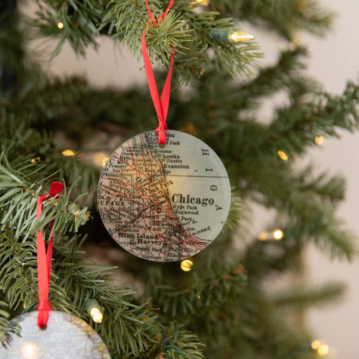 Daisy Mae Designs - Wholesale Ornament - Rome Italy Roma Vintage Map Christmas Ornament