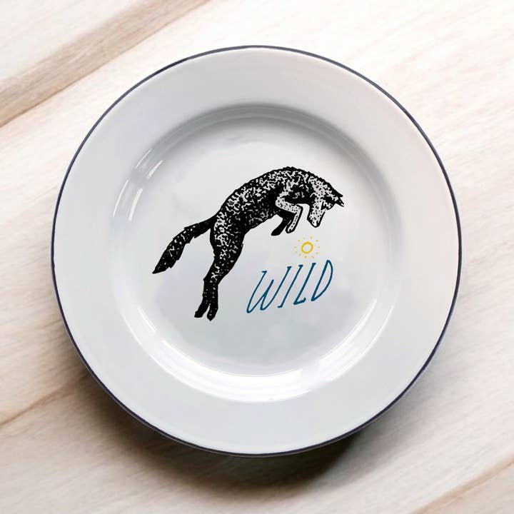 Sovende Bjorn - Wholesale Decorative plate/dish/bowl - Wild, jumping fox, Decorative Enamel Plate0