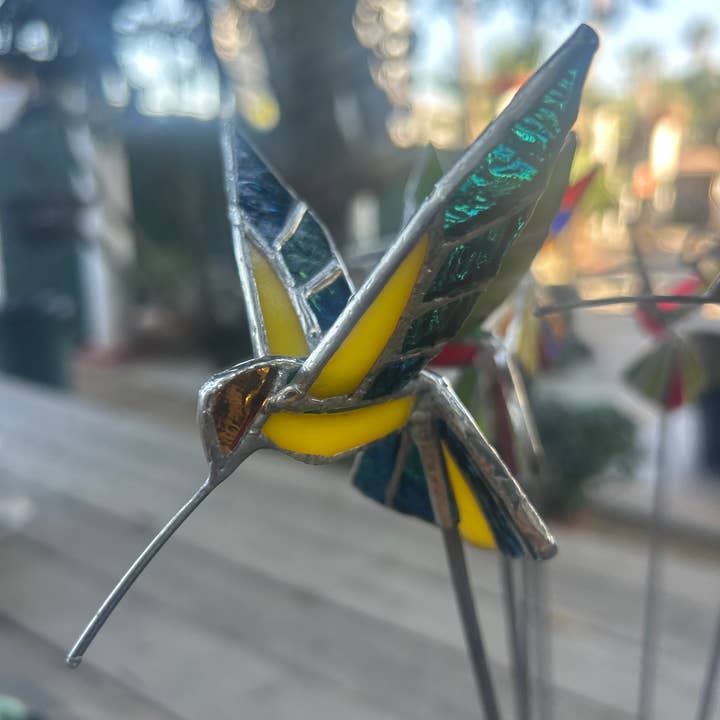 Handmade Stained Glass Hummingbird Plant Stakes
With Rod for wholesale by Stained glass stars and Talavera