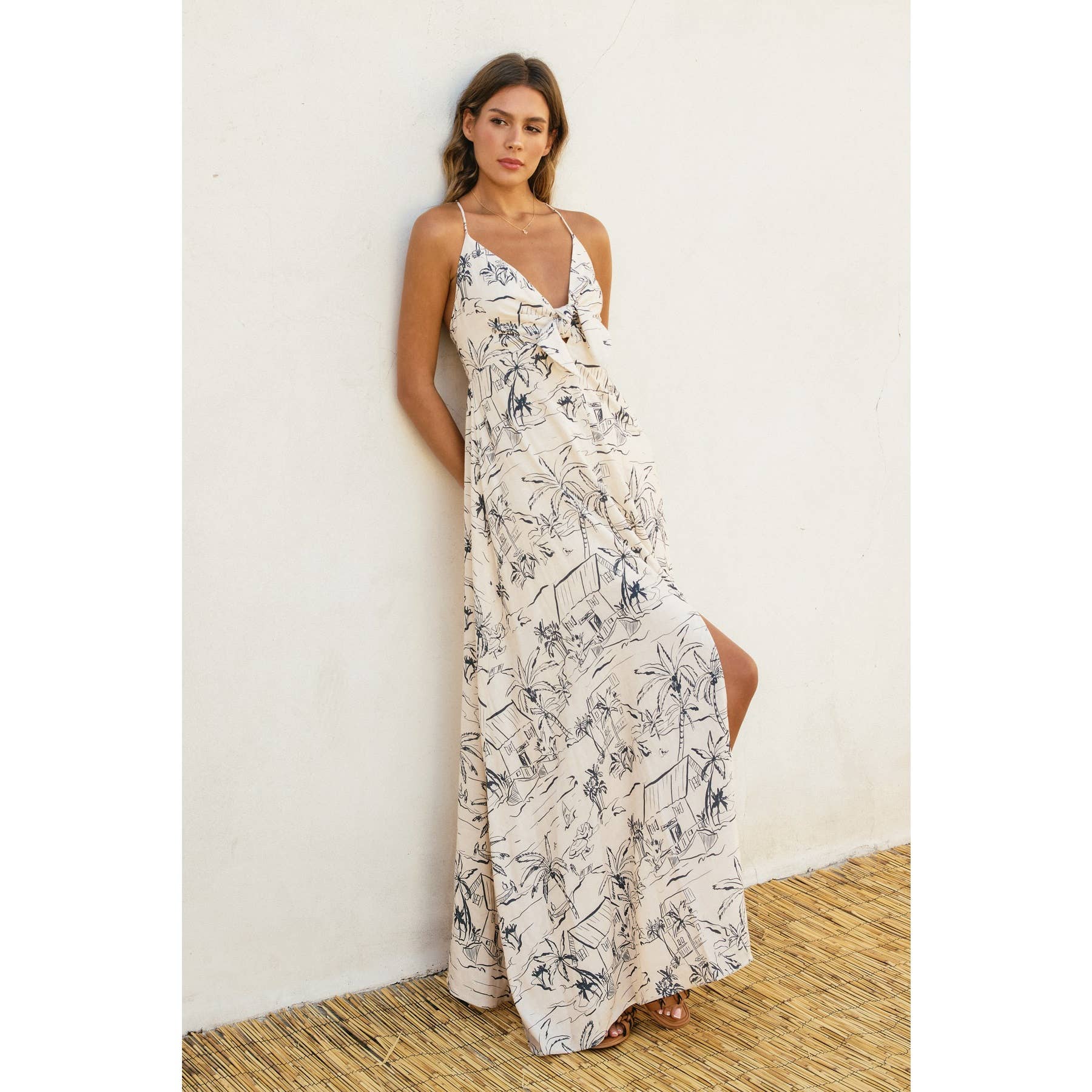 OCEANSIDE Sail Away With Me Knot Front Maxi Dress (1) for wholesale on Faire0