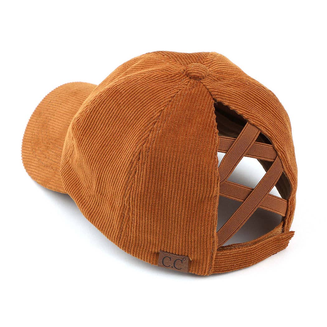 Fashion City - Wholesale Ponytail Cap - Women's - Corduroy Criss-Cross Pony Cap15