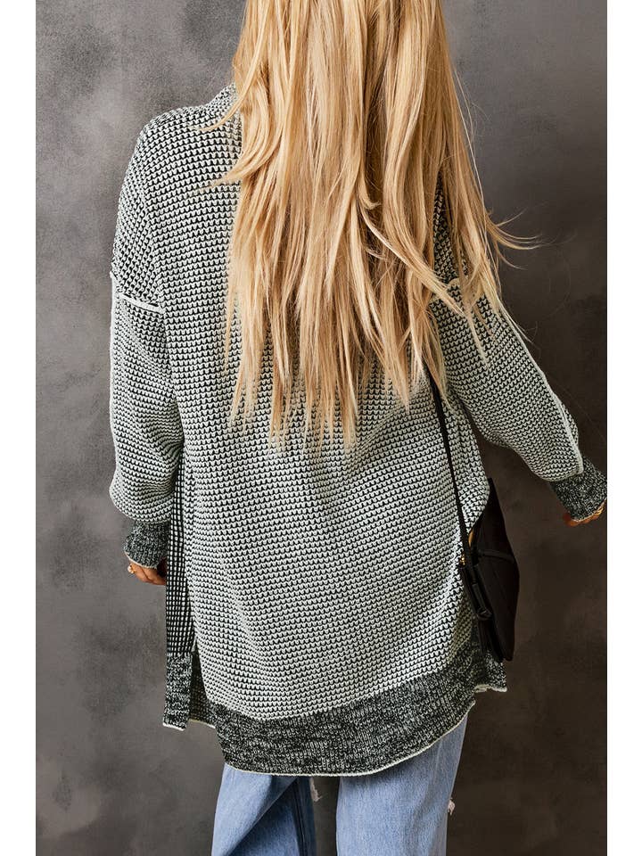 1 the Woman - Wholesale Cardigan - Women's - Plaid Knitted Long Open Front Cardigan - 8 Colors