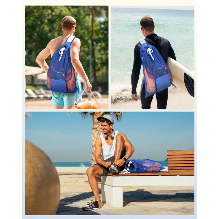wandf - Wholesale Beach Bag - Mesh Drawstring Bag Swim Bag Quick-Dry Shoulder Strap42