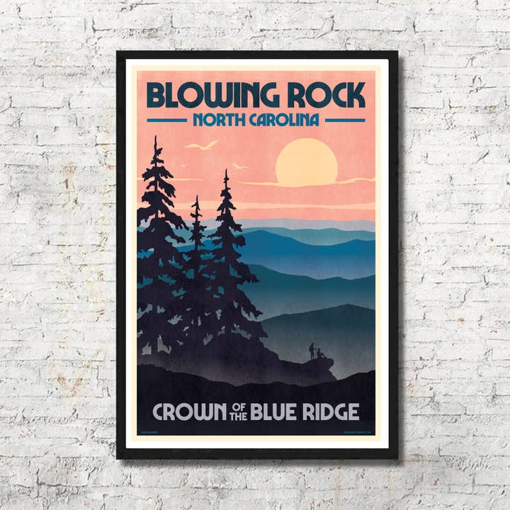 Red Robot Design & Illustration - Wholesale Art Print - North Carolina Modern Blowing Rock Print Poster Wall Decor